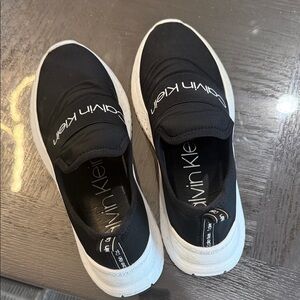 Calvin Klein Black and White Slip-On Shoes